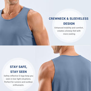 Men's Performance Tank <b>Top</b> Quick Dry Sleeveless Workout Gym Fitness Running <b>Vest</b> Athletic Sportswear 100% Cotton Breathable Crew - Product Image 6