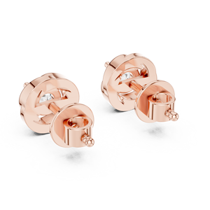 Exquisite Swirl Style Brilliant Round Cut Lab Grown Diamond Tops In 14k Solid Rose Gold Featuring <b>Secure</b> <b>Screw</b> Back Design - Product Image 2