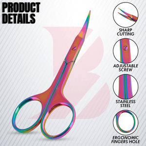 Ciseaux à cuticules professionnels en acier inoxydable multicolores pour manucure et pédicure, outil de soin des ongles de précision - Product Image 4