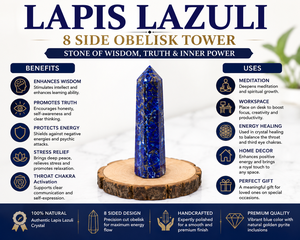 Obelisco de Cristal de Lapislázuli Azul Pulido, Torre de Imagen, Duradero, Decoración para el Hogar, Amuleto del Amor, Columna Curativa, Arte Coleccionable - Product Image 2