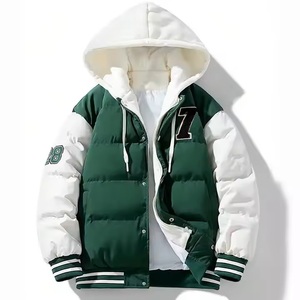 แจ็คเก็ตเบสบอลทรงพัฟเฟอร์รุ่นล่าสุด พร้อมฮู้ดขนเฟลซ แจ็คเก็ตบับเบิ้ลแบบ Letterman แจ็คเก็ตบอมเบอร์สำหรับฤดูหนาวกลางแจ้ง สไตล์พองๆ รุ่น CP-MPJ-18 - Product Image 1