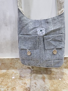 Striped Hemp Shoulder Bag With Button Closure Bohemian Style Cotton Lining Single Strap All Seasons Daily Use - Product Image 4