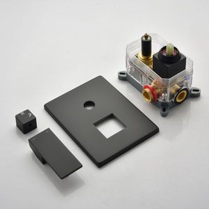 Ensemble de douche de luxe noir mat avec mitigeur pluie, pommeau de douche à effet pluie monté au plafond et accessoires de salle de bain - Product Image 5