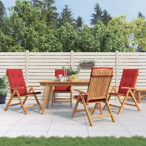 Set di 4 sedie da giardino reclinabile in Teak in legno massello con cuscini - Product Image 1