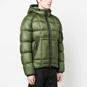 Blouson matelassé à capuche pour homme, vert uni, rembourrage en polyester, imperméable, coupe-vent, fermeture éclair, décontracté, hiver - Product Image 2