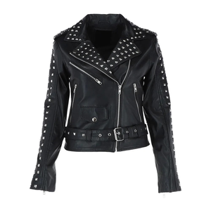 OEM 2026 Wholesale Custom Top Quality Hot Sale Genuine Leather <b>Jacket</b> With Customized Logo Leather Studded <b>Biker</b> <b>Jacket</b> Black - Product Image 1