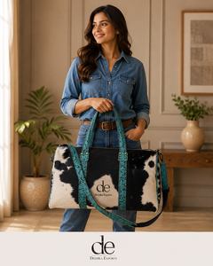 Western Cowhide Luggage Bags Multi Uses Handmade Bag Unisex Travel Bag <b>Big</b> Size Turquoise Color Hair on Hide <b>Handbag</b> - Product Image 6