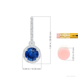Pendientes de Oro Sólido de 14K con Zafiro Azul y Diamantes, Pendientes Huggie con Halo Redondo de Zafiro, Fabricante OEM ODM, Regalo para Novia - Product Image 3