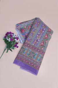 ผ้าเครปสีม่วงลาเวนเดอร์ลายเรขาคณิตสไตล์ชาติพันธุ์พิมพ์ลายพร้อมขอบลายเพสลีย์สำหรับทำชุดคุर्ติ - Product Image 6