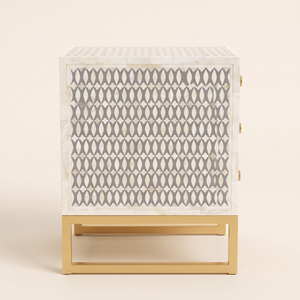 Handmade Bone Inlay <b>Side</b> <b>Table</b> for Bedroom and Living Room Luxurious Bone Inlay 3 Drawer Bedside <b>Table</b> - Product Image 4
