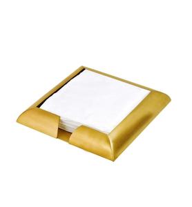 Glam Gold Metal Tissue Box Holder With White Napkins Convenient Design - Product Image 1
