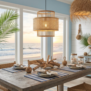 Natural Bamboo Pendant Lamp Handcrafted Woven Hanging <b>Light</b> for Boutique Hotels Resort Interiors and Coastal Home Decor - Product Image 4