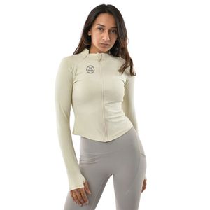 FlexZip Ribbed <b>Women</b> <b>Jacket</b> in <b>Beige</b> Color Stylish Ribbed Full Zip Activewear <b>Jacket</b> Lightweight Stretch Fitness Sports <b>Jacket</b> - Product Image 1