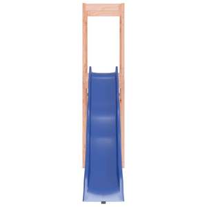 Structure de jeu extérieure en bois naturel avec toboggan bleu pour enfants - Product Image 3