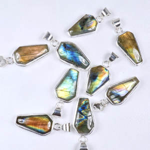 Nuevo Collar de Moda con Colgante de Labradorita Natural en Forma de Ataúd, Chapado en Plata de Ley 925, Joyería de Piedras Preciosas al por Mayor - Product Image 6
