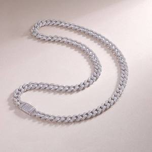 10mm Width Moon Shape 925 Sterling <b>Silver</b> Rose Gold Plated <b>Cuban</b> <b>Link</b> <b>Chain</b> Custom Moissanite Hip Hop Men's Gift GRA Certified - Product Image 1