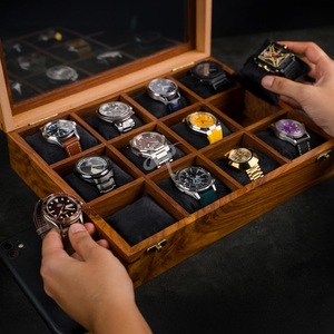 Royal Craft Expertise Watch <b>Box</b> for Men – Wooden Watch <b>Storage</b> Case <b>with</b> Hinged <b>Lid</b>, Organizer Display <b>Box</b> – Ideal Gift for Chri - Product Image 1