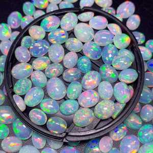 Ópalos etíopes lechosos sueltos con juego de color, ópalos de fuego sin resina, cabujón ovalado de ópalo Welo para arte en vidrio y joyería. - Product Image 1
