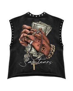 Camiseta sin mangas para hombre, estilo vintage, hip hop urbano, 100% algodón, 300 g/m², corte holgado, con pedrería, ecológica, venta al por mayor, personalizada - Product Image 2