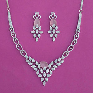 Fashion Jewellery Wholesalers in India Zircon Classic Women's Necklace with <b>Rope</b> <b>Chain</b> and 2 Tone Plating for Anniversary 444010 - Product Image 6