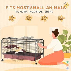 Large Metal Pet Cage XL Rabbit Hutch and Dog <b>Crate</b> for Small Animals Indoor and Outdoor Usage with Animal Pattern - Product Image 6