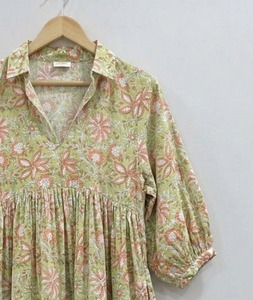 Hand Block Print Cotton Midi <b>Dress</b> Women <b>Summer</b> <b>Boho</b> Floral Casual Loose Fit Handmade Indian <b>Dress</b> Breathable Soft Fabric - Product Image 4