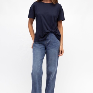 Regular Fit 100% Cotton Casual T Shirt Tuck Waist Women Custom Logo Design Your Own Personalized Shirts Women O-Neck T-Shirt - Product Image 4