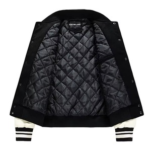 <b>Men's</b> Navy <b>White</b> Varsity <b>Jacket</b> Preppy Style Button Up Design Print Regular Fit Autumn Wear - Product Image 2