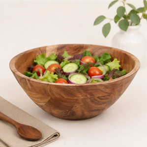 Bol à salade en bois d'acacia artisanal et écologique, pour fruits et légumes, vaisselle de cuisine à prix avantageux - Product Image 6