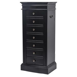 Armadio Portagioie Nero con 24 Ganci per Collane e 7 Cassetti, 2 Ante Laterali a Battente - Product Image 3