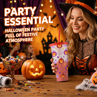 Gobelets personnalisés de 24 oz à changement de couleur à froid pour Halloween, en plastique sans BPA, avec couvercle et pailles, pour fêtes et festivals - Vente en gros