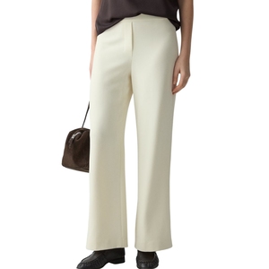 Pantalon droit plissé à taille haute pour femme, style vintage élégant et décontracté, confortable et respirant, idéal pour le bureau, motif uni - Product Image 2