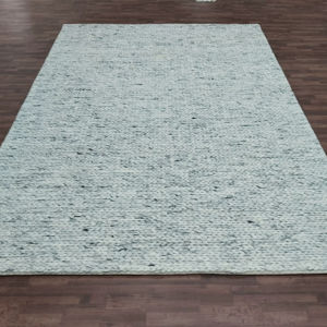 Tapis en laine épais fait main beige, texture sumac, rayé, style moderne bohème, pour salon, taille personnalisée, tapis de sol doux et épais - Product Image 1