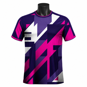 เสื้อฟุตบอลสั่งทำพิเศษ พิมพ์โลโก้ด้วยเทคนิค Sublimation แขนสั้น เสื้อกีฬา โพลีเอสเตอร์ 100% ระบายอากาศได้ดี แห้งเร็ว - Product Image 1