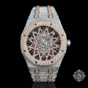 นาฬิกาข้อมือผู้ชาย AFAR JEWELS Moissanite Iced Out สแตนเลสสตีล โครงกระดูก เครื่องกล สายแบบกำไล หน้าปัดทรงกลม หรูหรา - Product Image 4