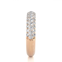 Bague de mariage en or rose jaune 14 carats avec diamant rond de laboratoire de 1 carat, micro-pavé sur 3 rangs, design classique, bague éternité pour femme