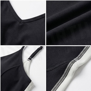 North Approach Black V-Neck <b>Spaghetti</b> <b>Strap</b> <b>Tank</b> <b>Top</b> Seamless Breathable Women's Yoga Wear - Product Image 4