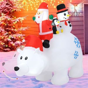 Testa di Orso Polare Gonfiabile Animata in PVC da 1,8 m con Design a Testa Oscillante e 5 Luci LED Multicolore, Personaggio Natalizio - Product Image 1