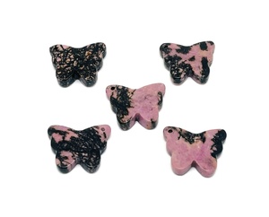 Pendentif Papillon en Rhodonite Naturelle Polie, Pierre Précieuse Rose, Breloque Papillon en Cristal pour la Fabrication de Bijoux en Gros - Product Image 2