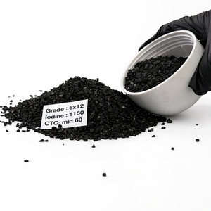 Suministro a granel de carbón de cáscara de coco 6x12 para plantas de oro, para compradores importadores, con alto valor de yodo y alto CTC - Product Image 1