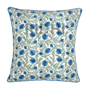 Queen Blue New Ridhi Modern Farmhouse fundas decorativas de algodón Floral para sofá decoración del hogar TEMA DE Acción de Gracias - Product Image 1