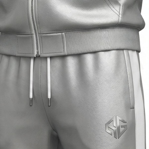 Men's Grey Hooded <b>Tracksuit</b> Full Zip Sweatshirt With Logo Casual Sportswear Set Autumn Wear - Product Image 5