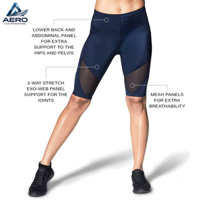 Shorts de compression pour femmes, logo personnalisé, qualité supérieure, couleur bleu foncé, dernier modèle, pour gym, yoga et vélo. - Product Image 6