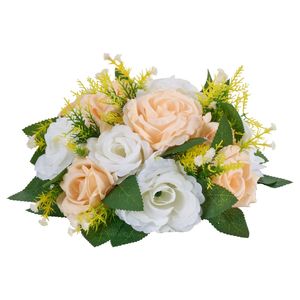 Per rose bianche Champagne 10 pezzi sfere di fiori artificiali diametro 9.5 pollici disposizione fiori fiori fiori centrotavola tavola nuziale - Product Image 1