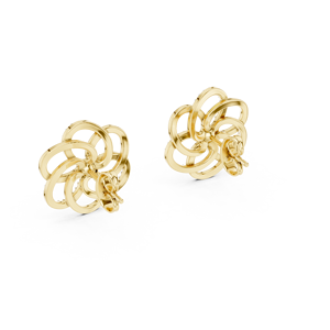 Juego de pendientes de diamantes cultivados en laboratorio con diseño floral entrelazado en oro amarillo de 18 quilates para mujer, para compromiso, boda, fiesta, regalo de San Valentín, uso diario - Product Image 3