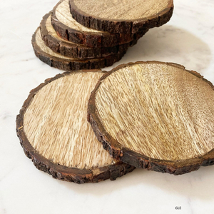 Round Wooden Coaster Set Of 6 Pcs With Wood Finished For Hot & Cold Cover Of Beverage Kitchenware Coaster Set - Product Image 6