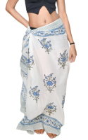 Pareo de playa floral hecho a mano para mujer, falda ligera, pareo envolvente, estilo bohemio, ropa de resort transpirable con logo en la cintura, marca privada.