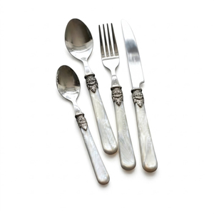 Ensemble de couverts classiques en nacre, vintage, faits à la main, argentés, avec serveurs à poisson et couverts à dessert, manche en nacre de qualité supérieure - Product Image 3