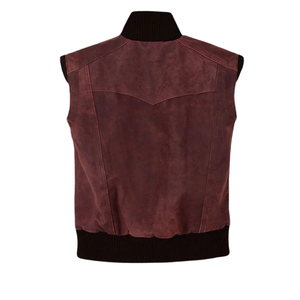 Chaleco de cuero sintético marrón para hombre, estilo urbano, sin mangas, con cuello alto y ribete acanalado, ropa de abrigo de otoño - Product Image 3