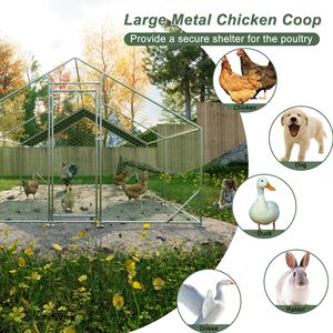 Pollaio Grande in Metallo Impermeabile con Recinto per Galline, Conigli e Anatre, in Filo Zincato - Product Image 2